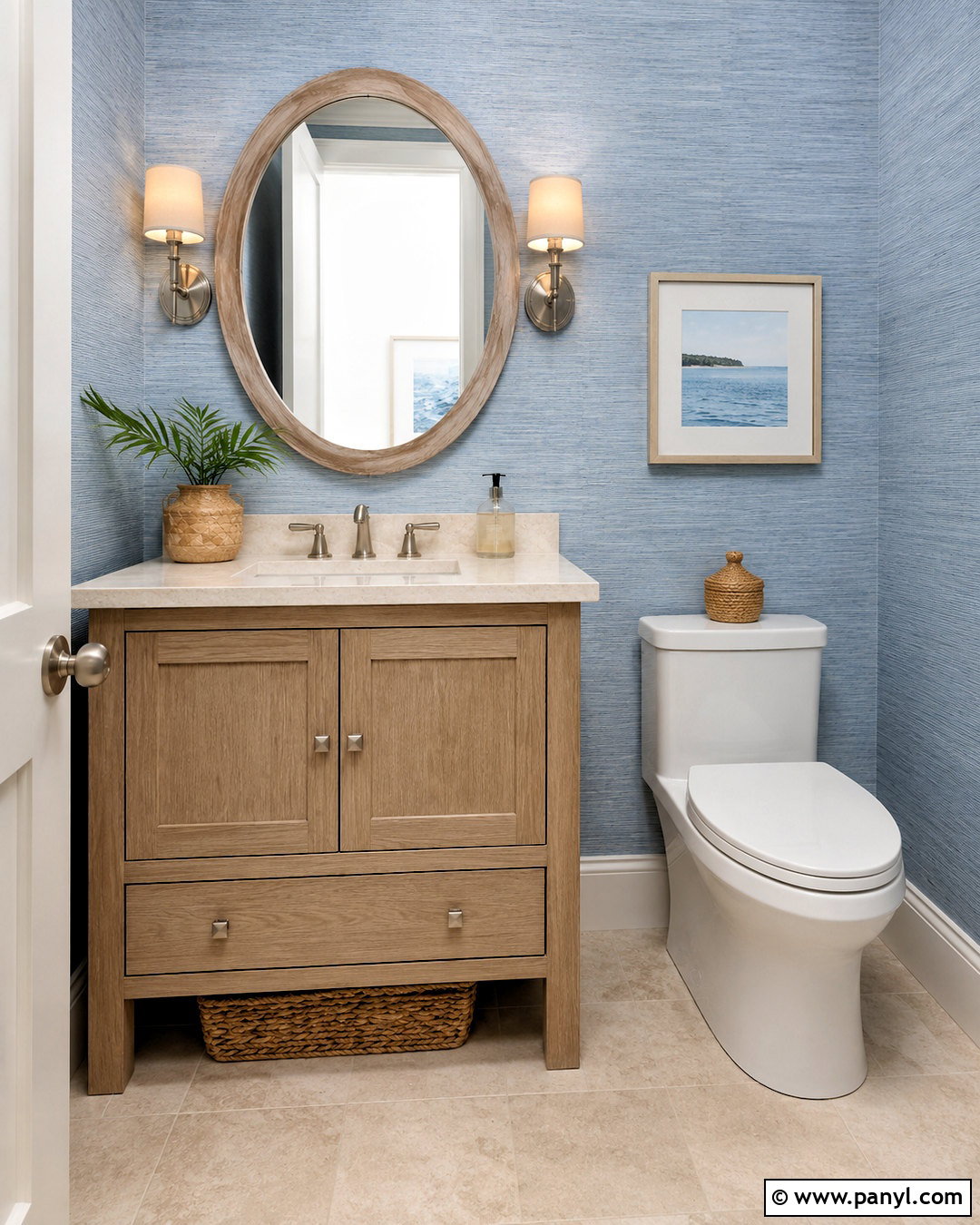 Coastal Blue Powder Room - 20 powder room inspiration ideas