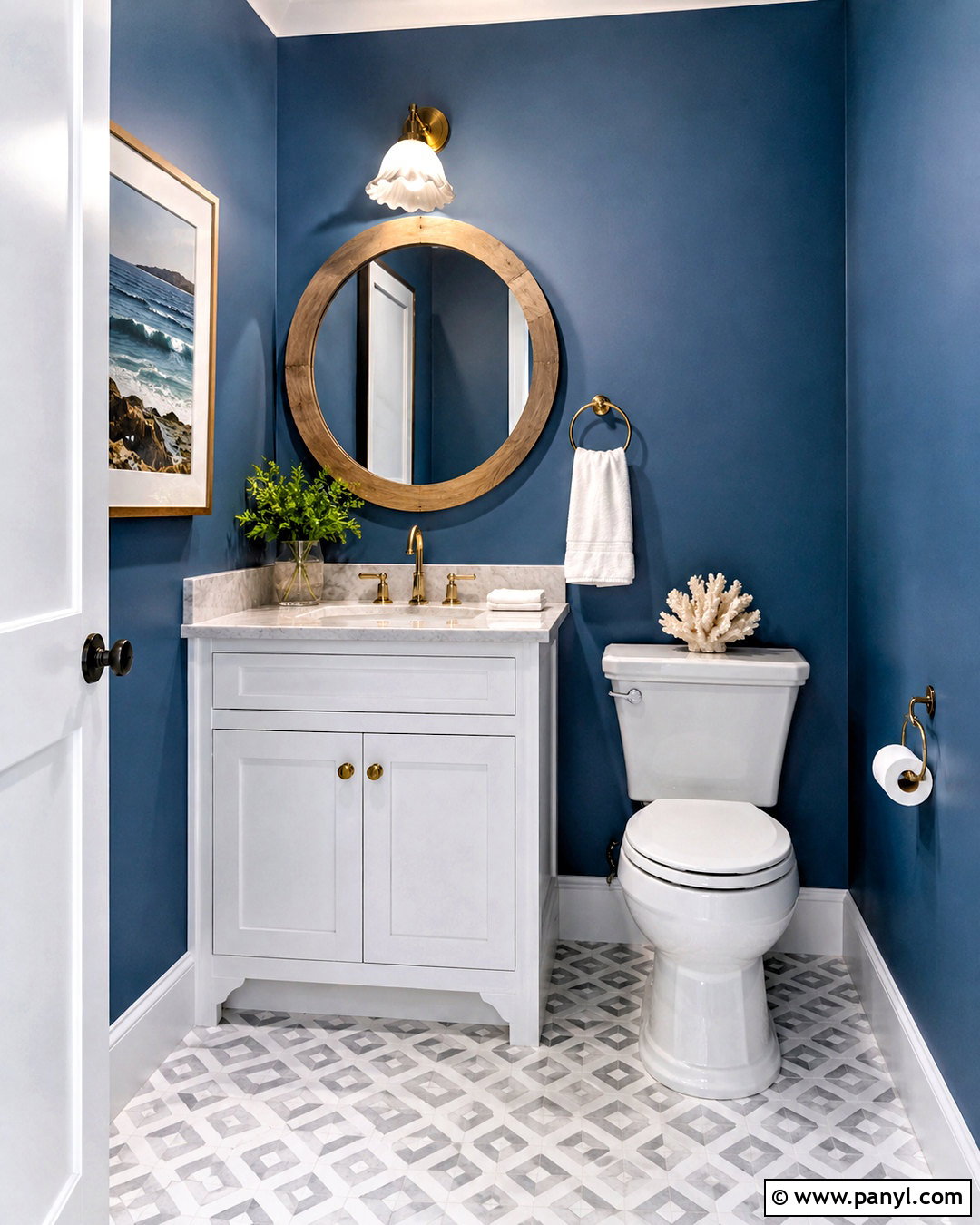 Coastal Blue Powder Room - 20 coastal blue bathroom ideas