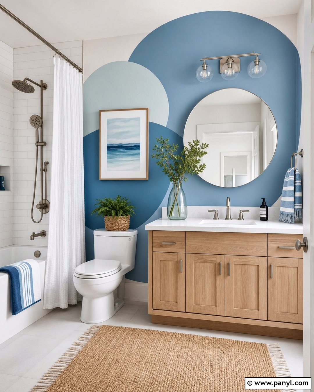 Coastal Blue Round Accent Wall - 20 Round Accent Wall Paint Ideas