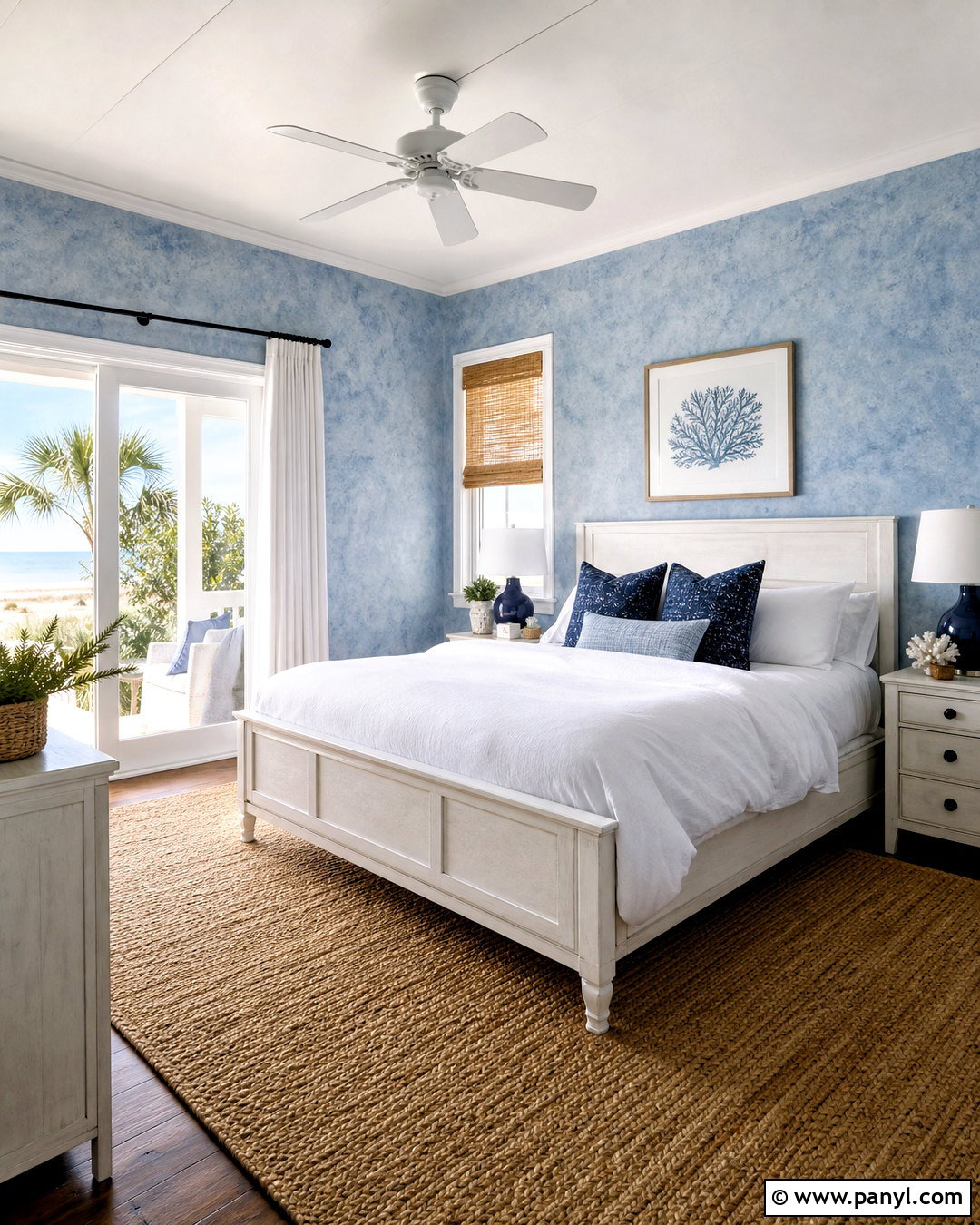 Coastal Blue Sponge Painted Walls - 20 sponge painting walls ideas