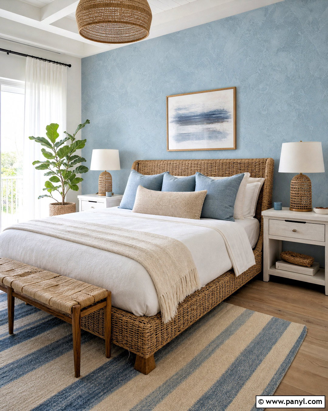 Coastal Blue Stucco Texture Wall - 20 bedroom texture paint wall ideas