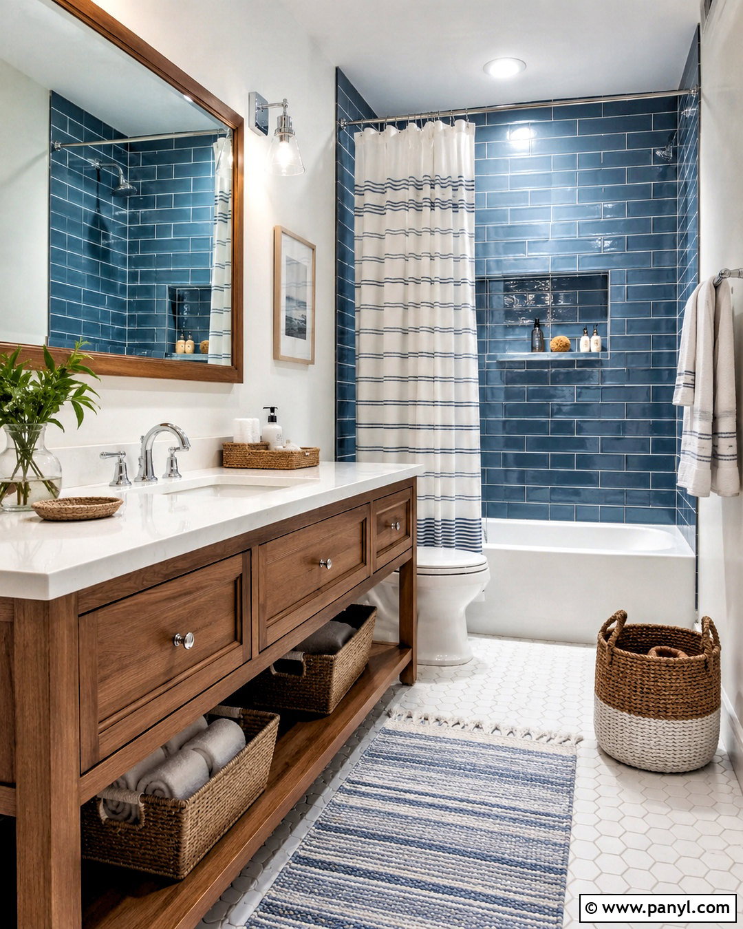 Coastal Blue Subway Tile Bathroom - 20 coastal blue bathroom ideas