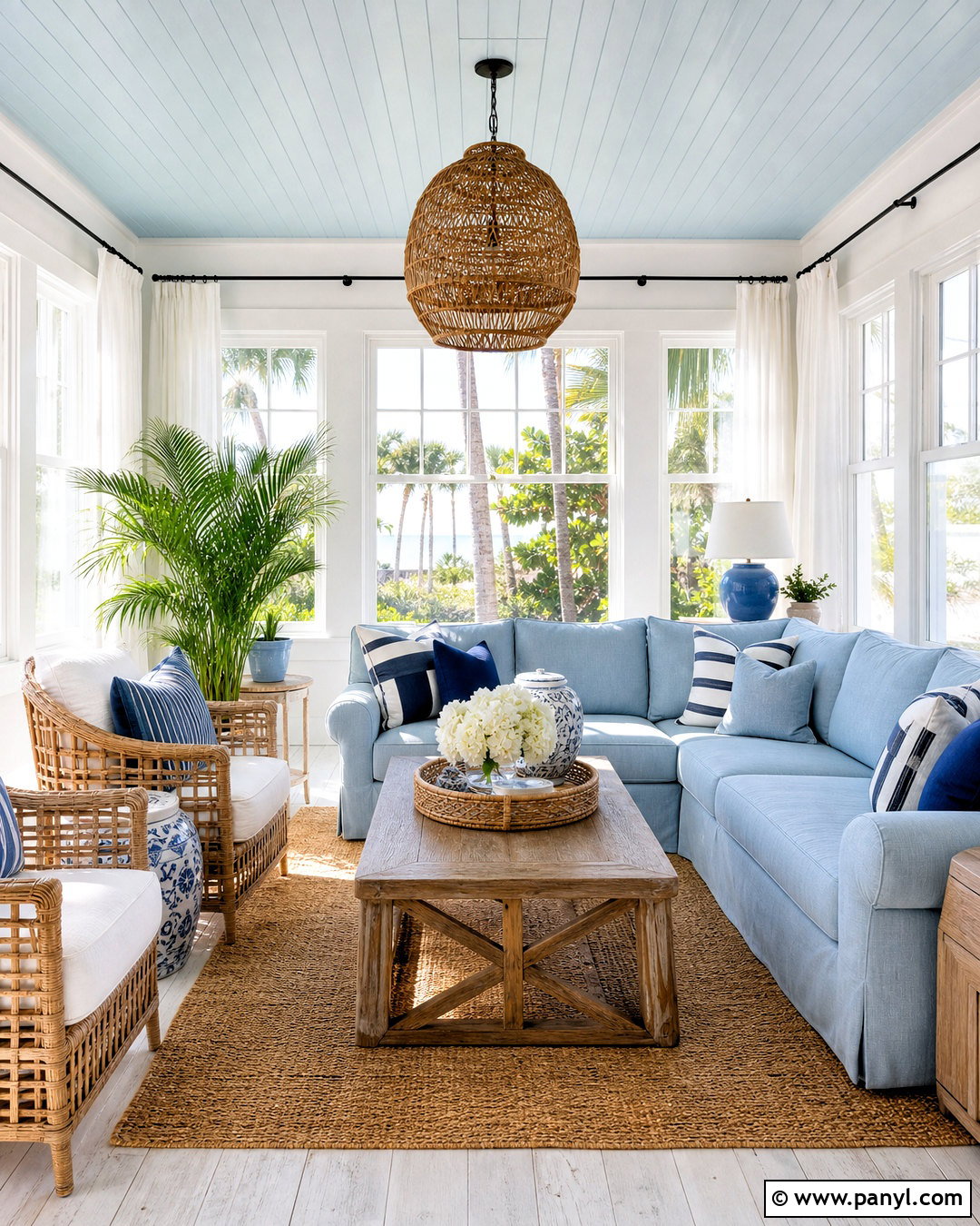 Coastal Blue Sunroom - 20 sunroom inspo ideas