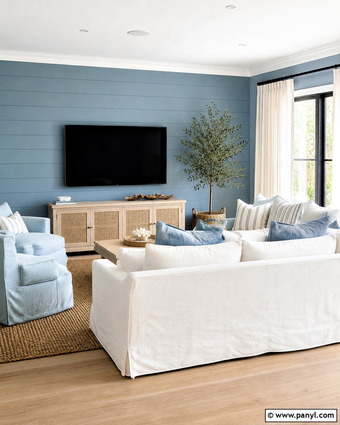 Coastal Blue TV Wall - 20 blue tv wall ideas