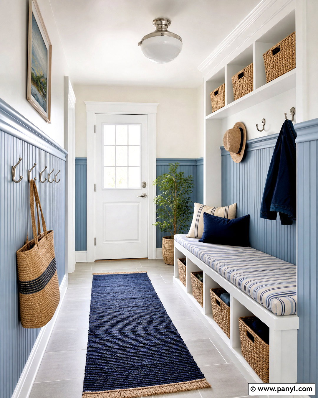 Coastal Blue Wainscoting In A Mudroom - 20 wall wainscoting ideas