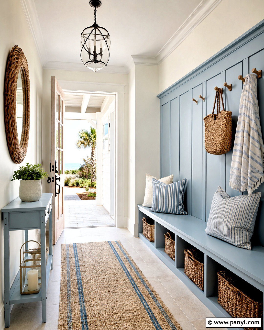 Coastal Blue Wall Panelling Entryway - 20 blue wall panelling ideas