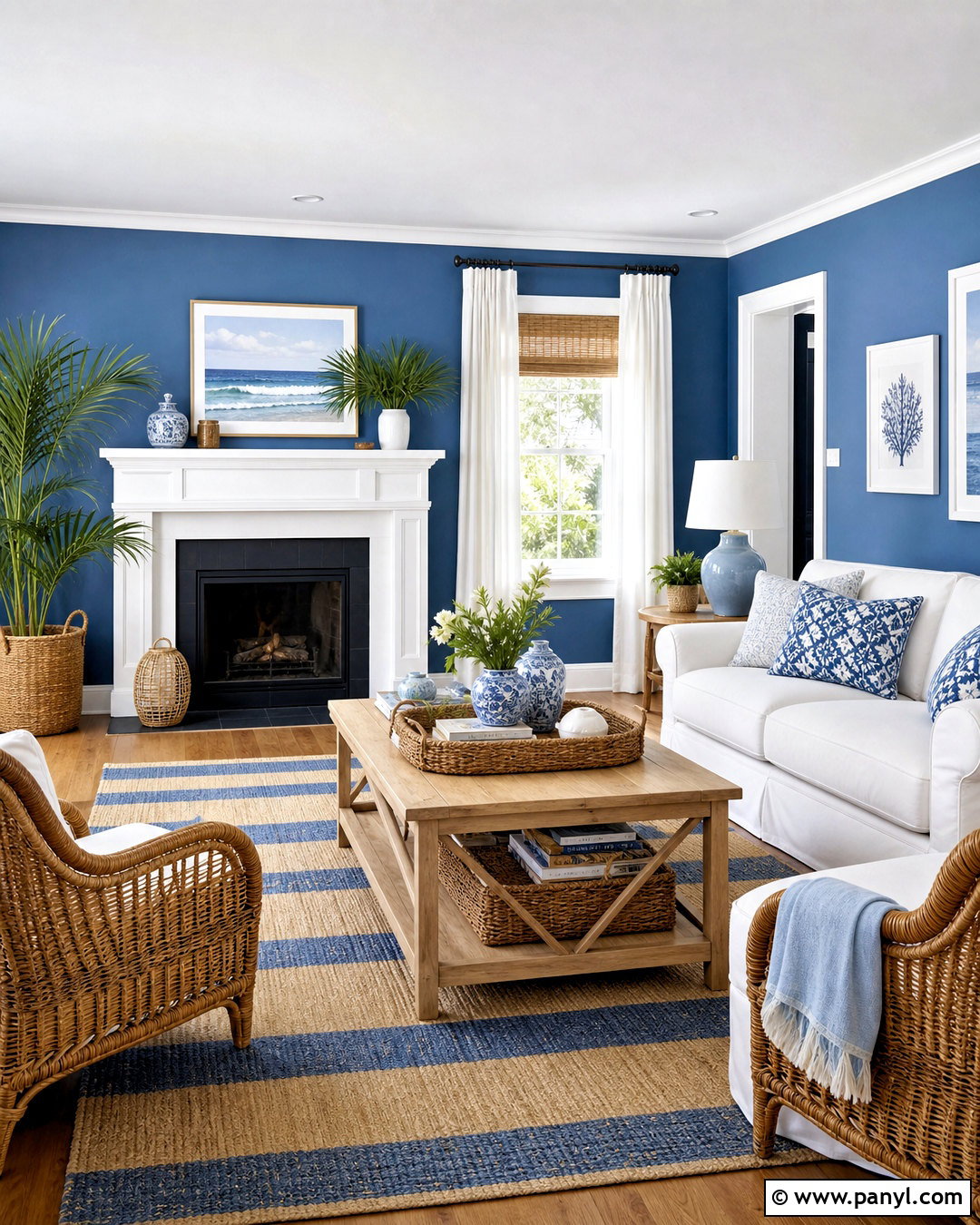 Coastal Blue Walls With White Trim - 20 blue wall ideas