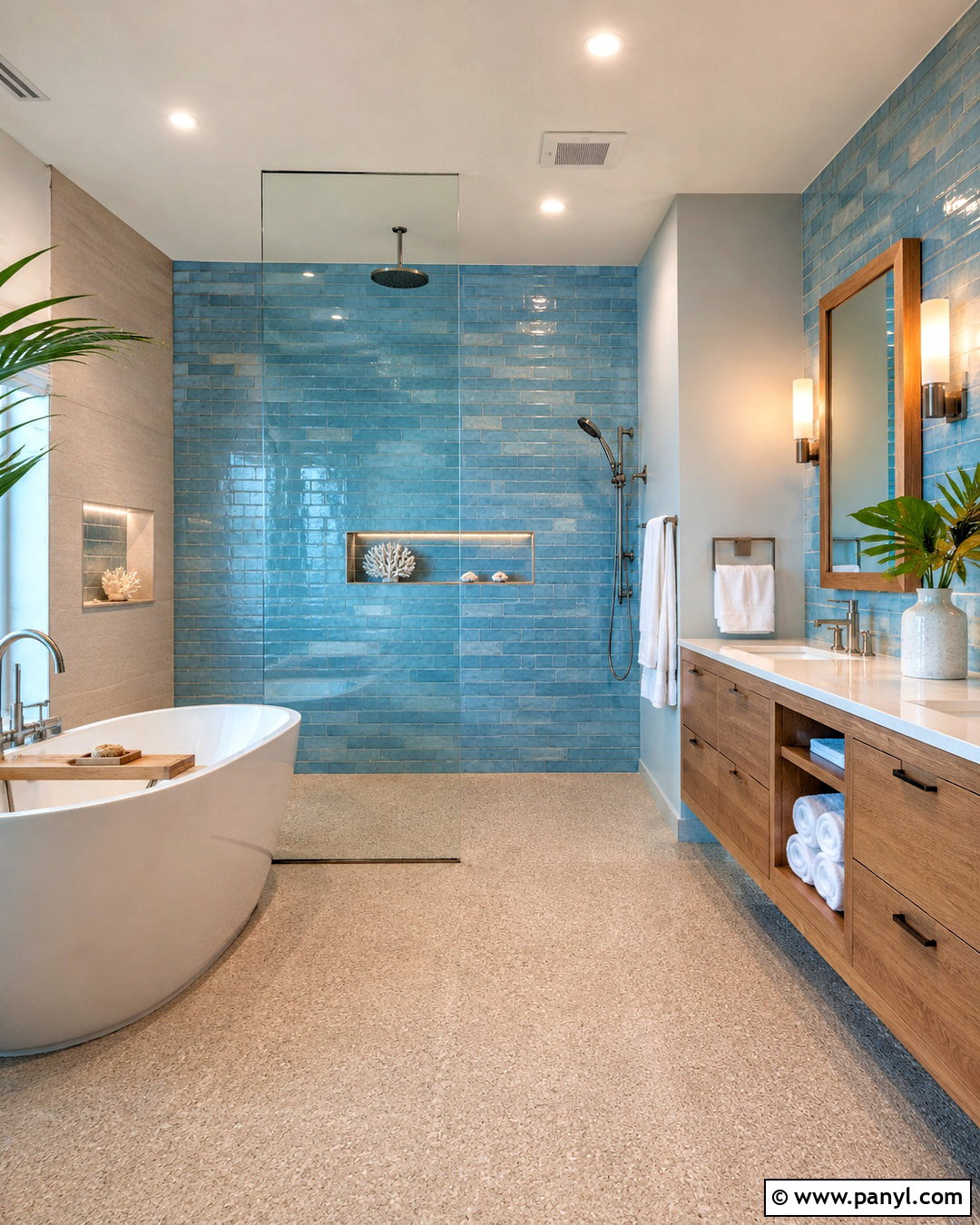 Coastal Blue Wet Room - 20 coastal blue bathroom ideas