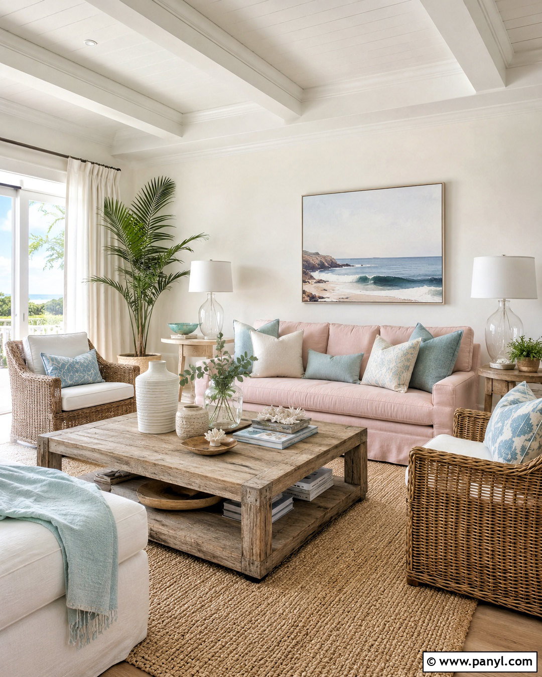 Coastal Blush Pink Living Room - 20 blush pink living room ideas