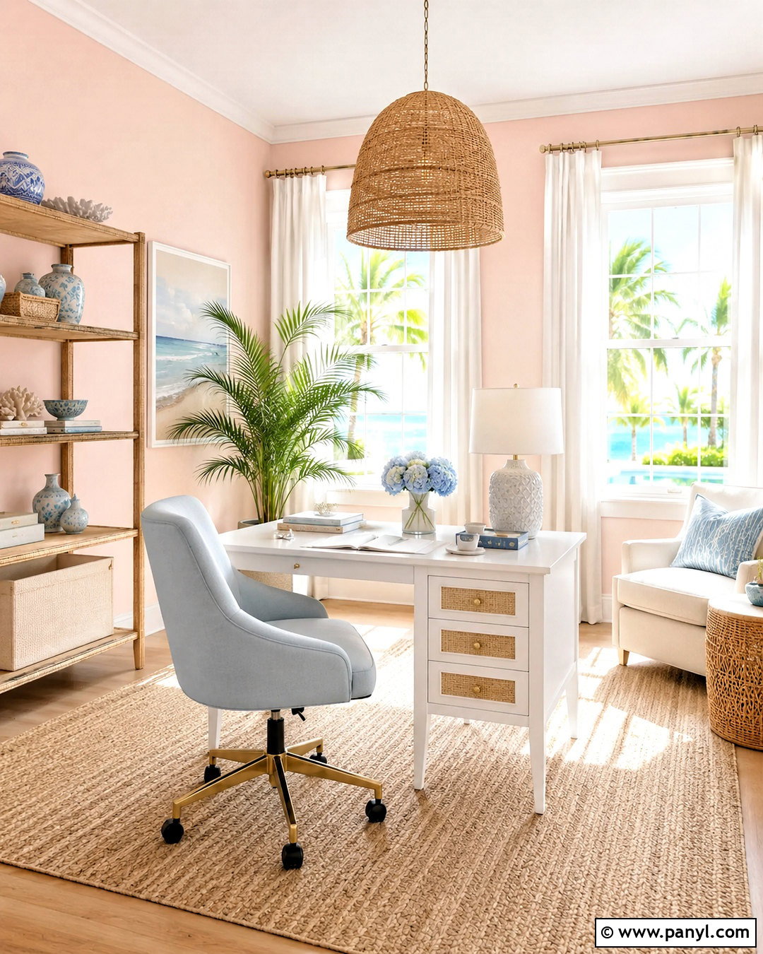 Coastal Blush Pink Office - 20 blush pink office ideas