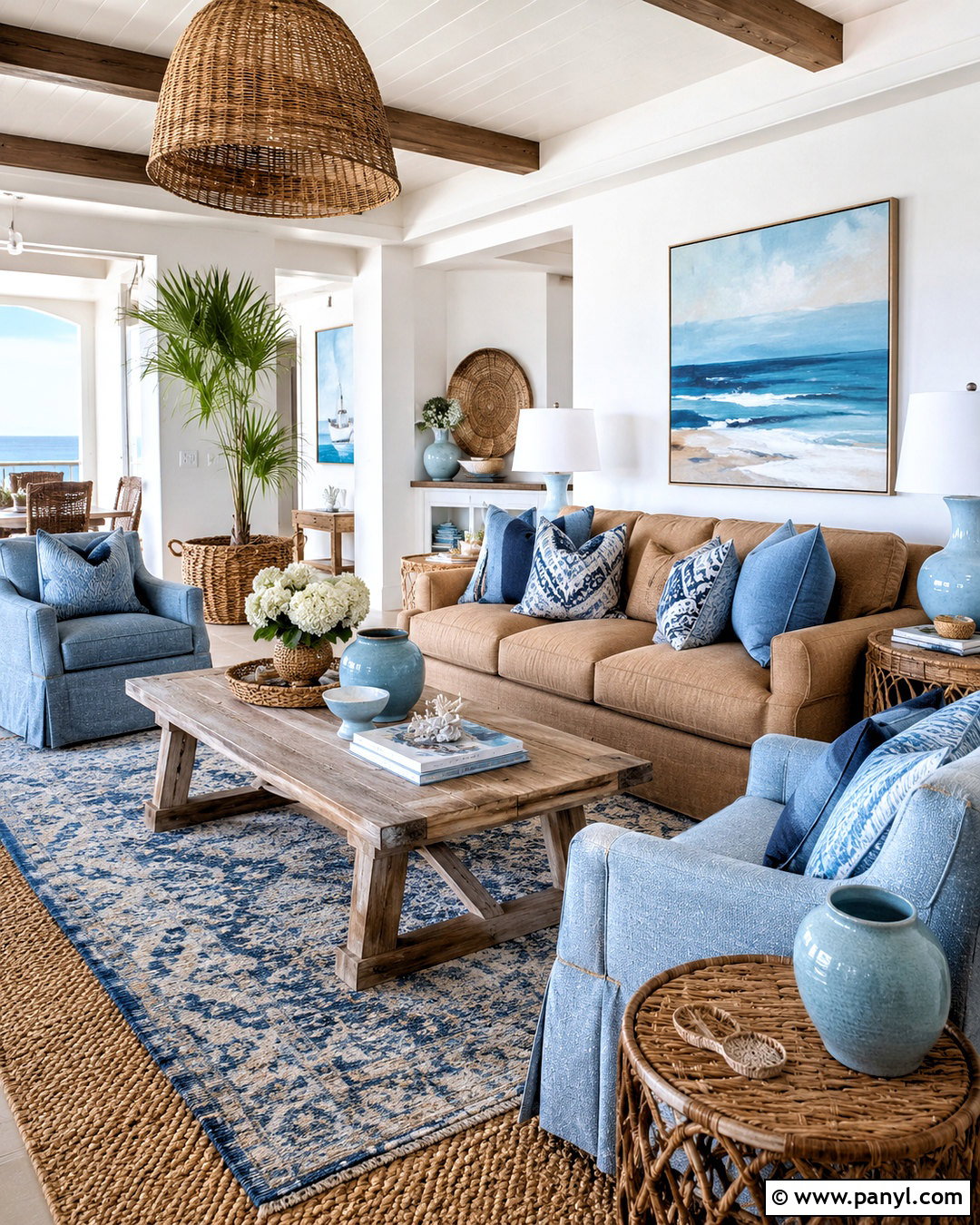 Coastal Brown And Blue Living Room - 20 brown and blue living room ideas