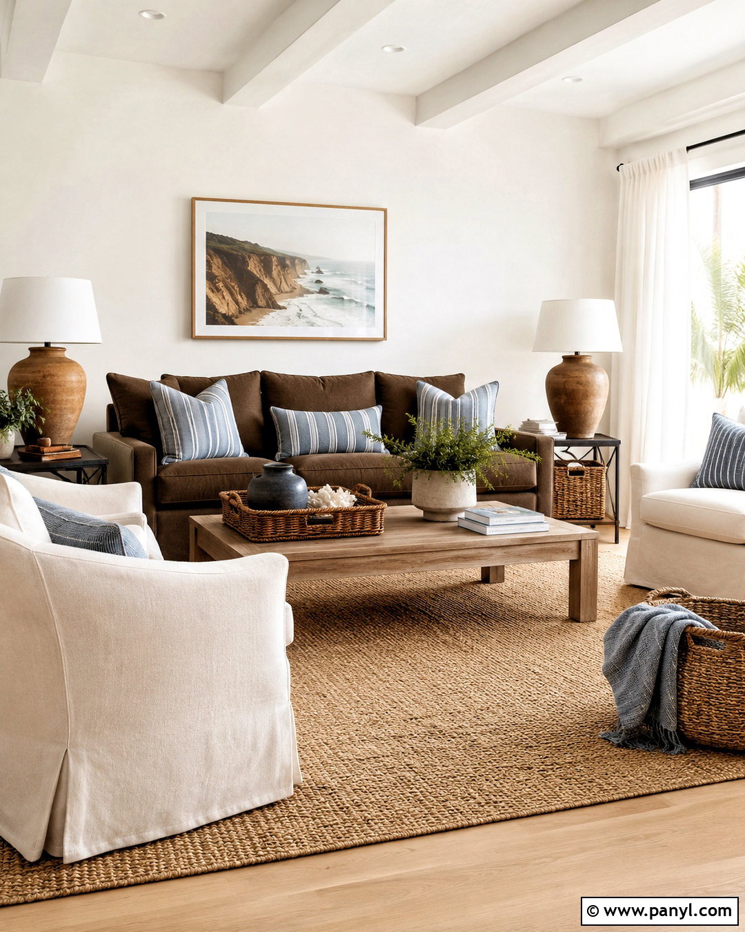 Coastal Chocolate Brown Living Room - 20 chocolate brown room ideas