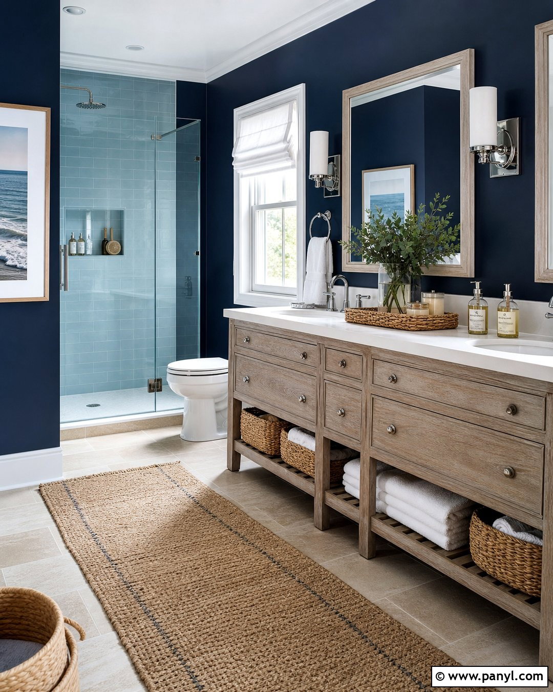 Coastal Dark Bathroom Walls - 30 Dark Bathroom Walls