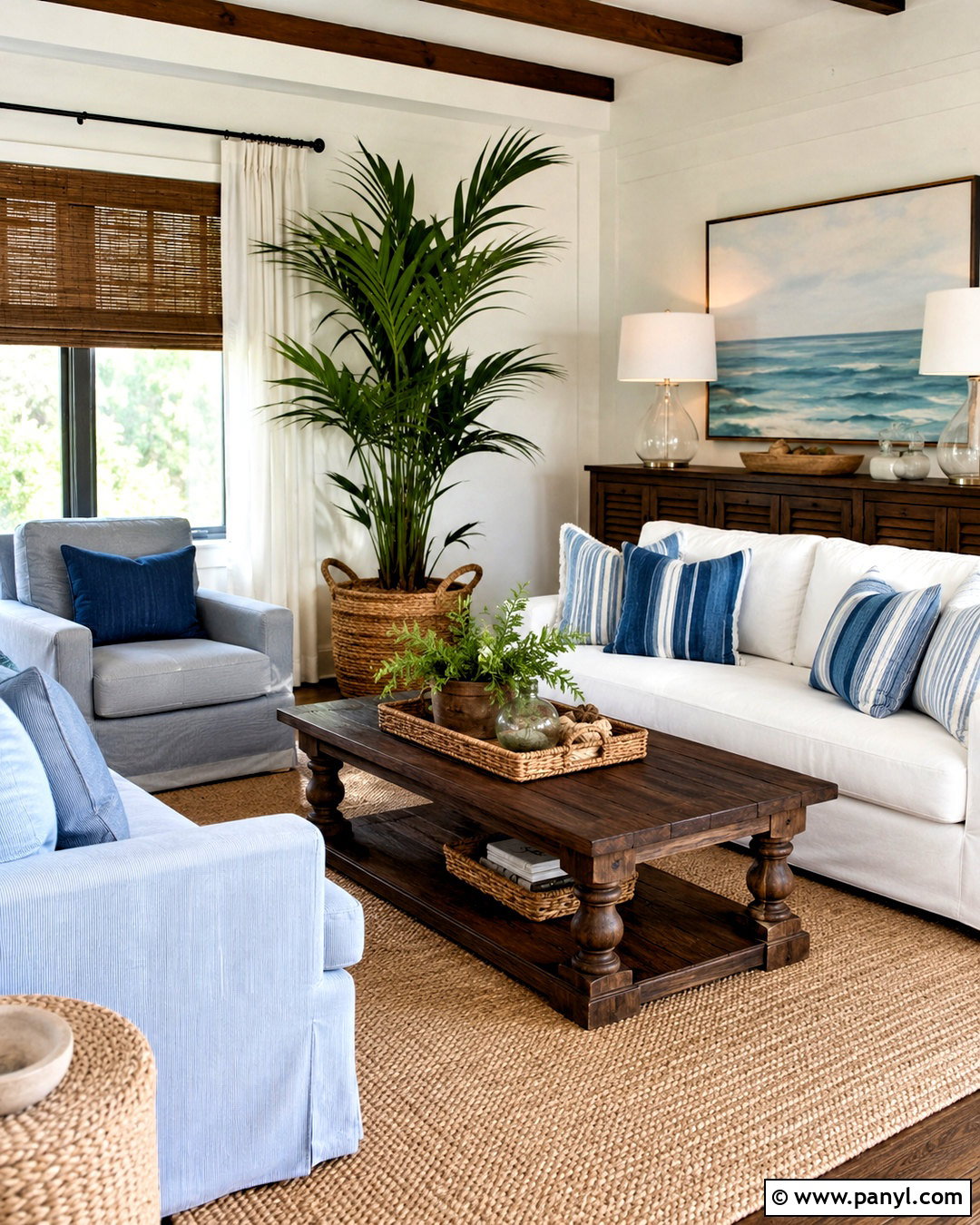Coastal Dark Wood Living Room - 20 dark wood living room decor ideas