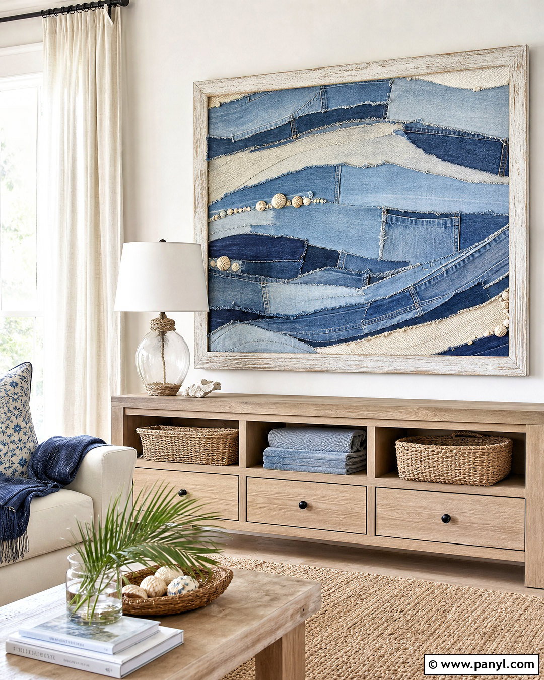 Coastal Denim Wall Collage - 20 jean wall ideas