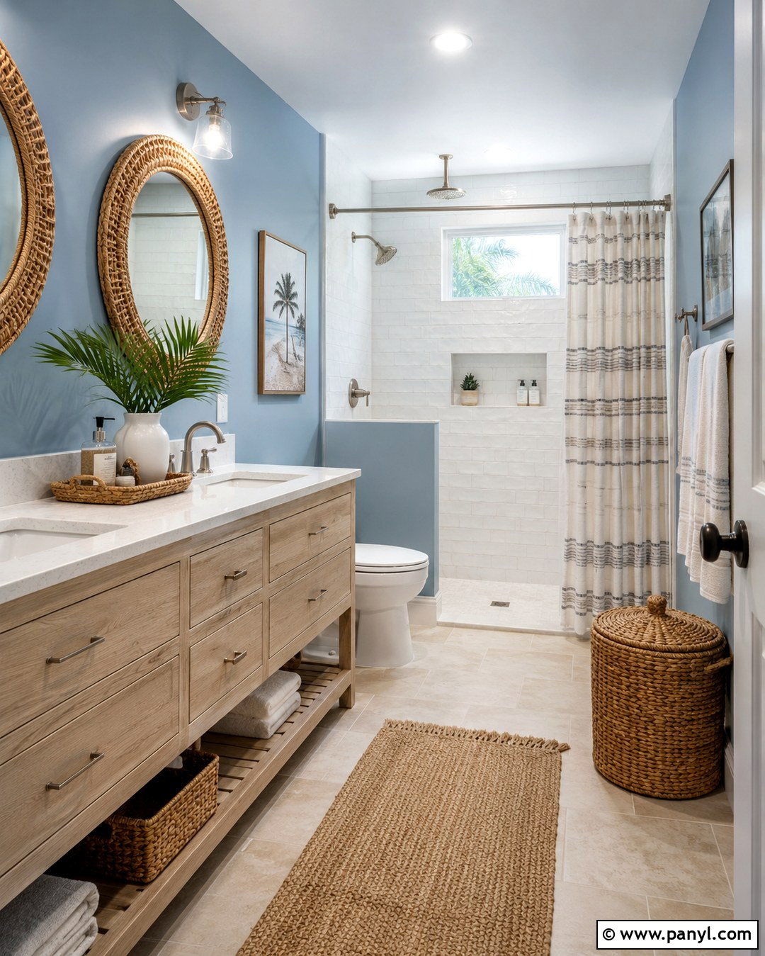 Coastal Dusty Cornflower Bathroom - 20 Dusty Cornflower Benjamin Moore Bathroom Ideas
