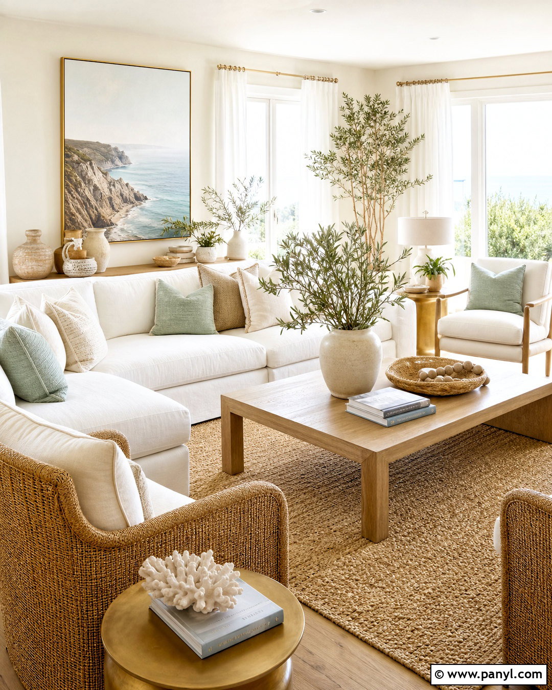 Coastal Gold And White Living Room - 20 gold and white living room ideas