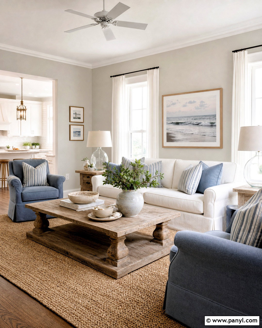 Coastal Gray And Blue Living Room - 20 gray color palette living room ideas