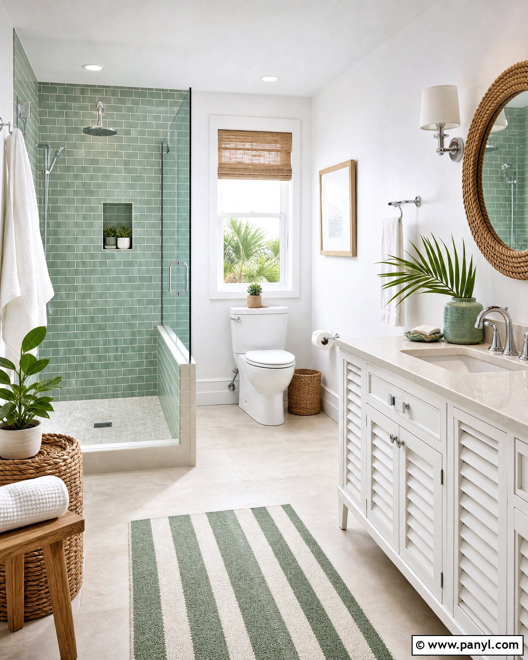Coastal Green and White Bathroom - 20 green and white bathroom ideas