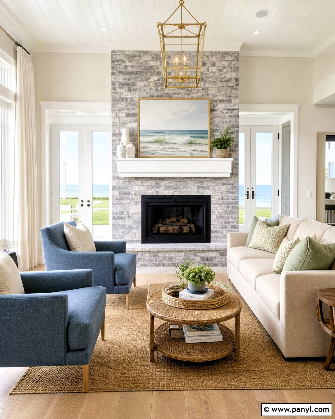 Coastal Grey Brick Fireplace - 20 grey brick fireplace ideas