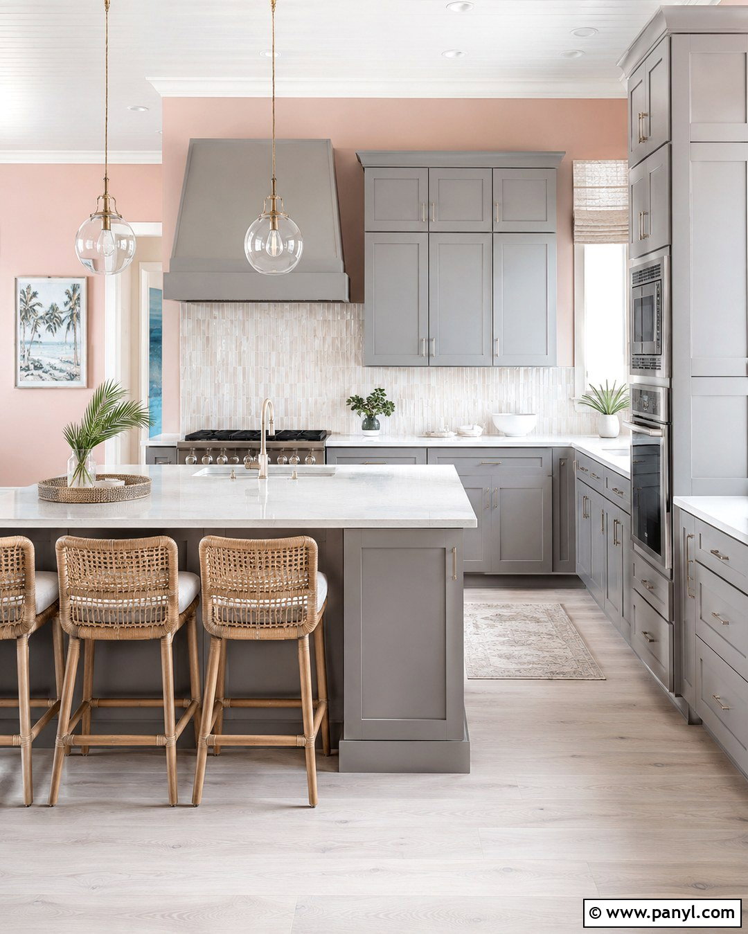 Coastal Grey Kitchen With Shell Pink Walls - 20 grey kitchen pink walls