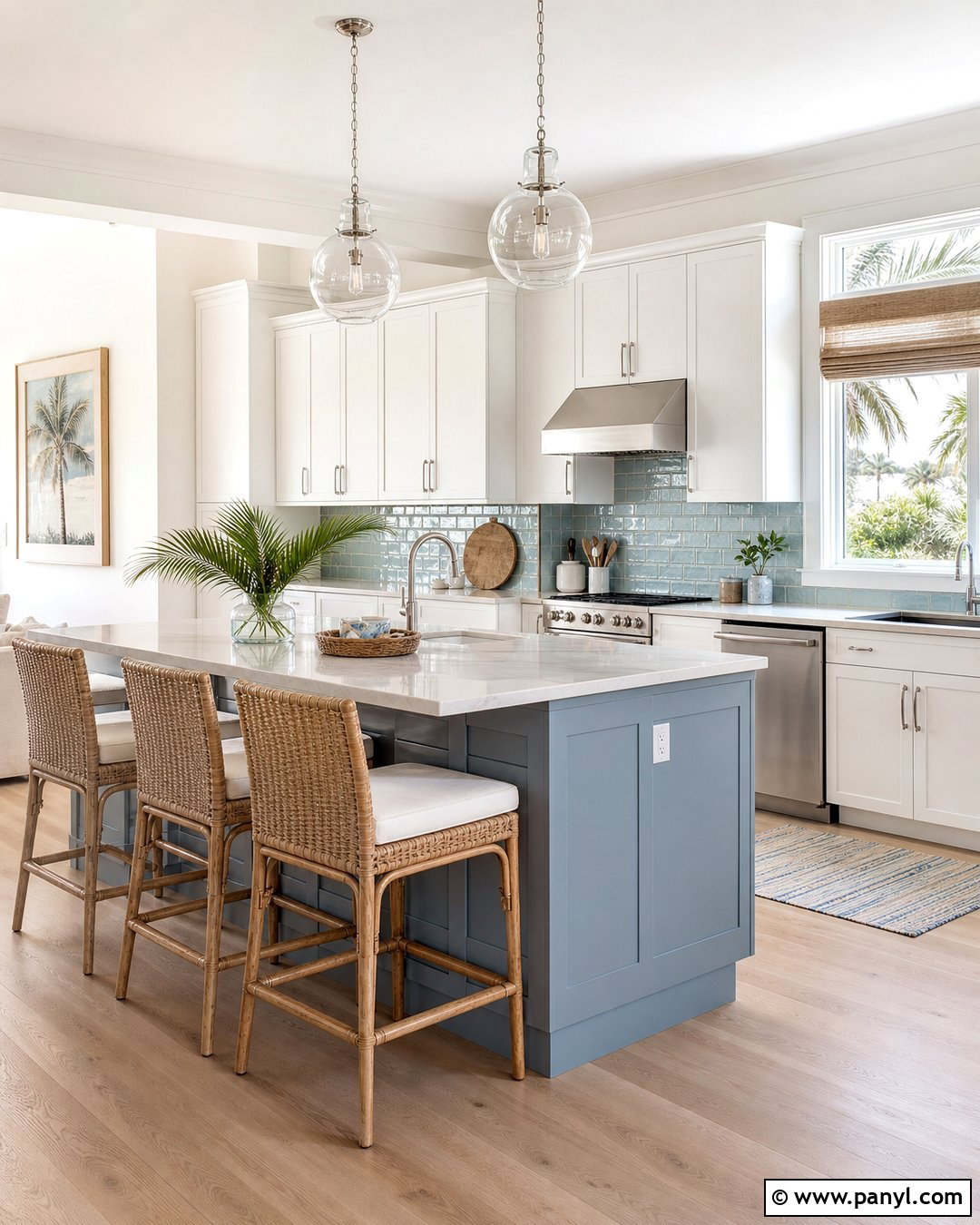 Coastal Kitchen With Alabaster Walls And White Cabinets - 25 Alabaster Walls With White Cabinets