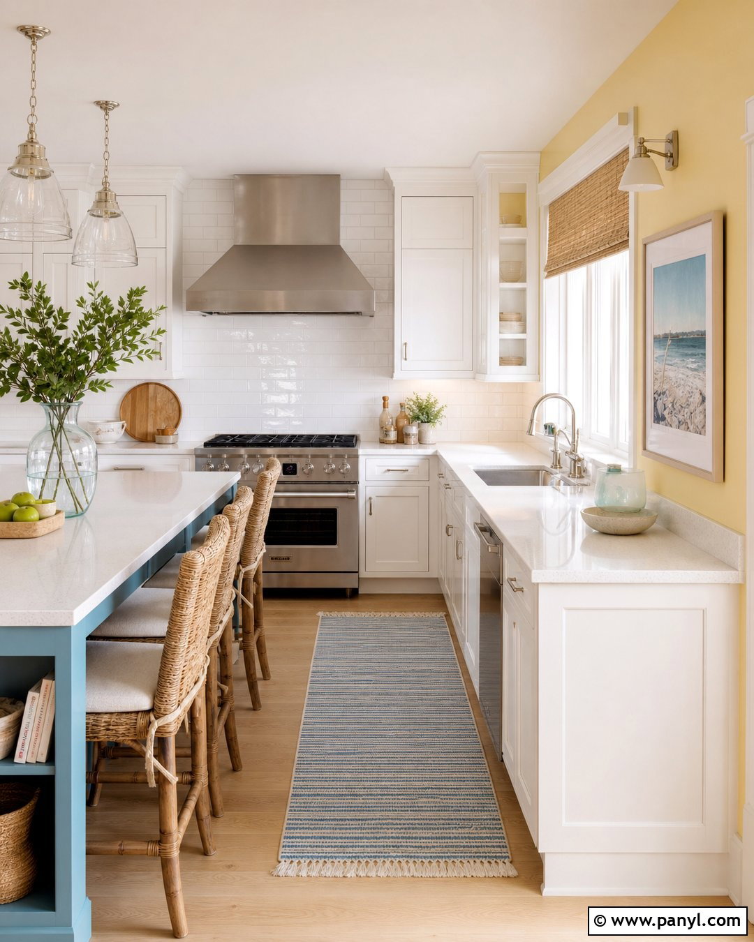 Coastal Kitchen With Yellow Walls - 30 Kitchen Yellow Walls