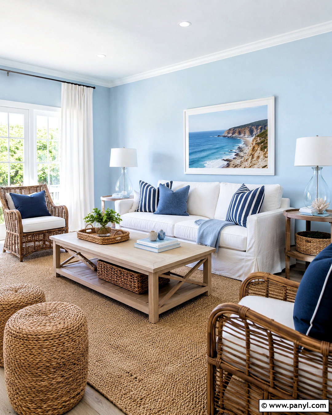 Coastal Light Blue Living Room - 20 light blue living room color scheme ideas