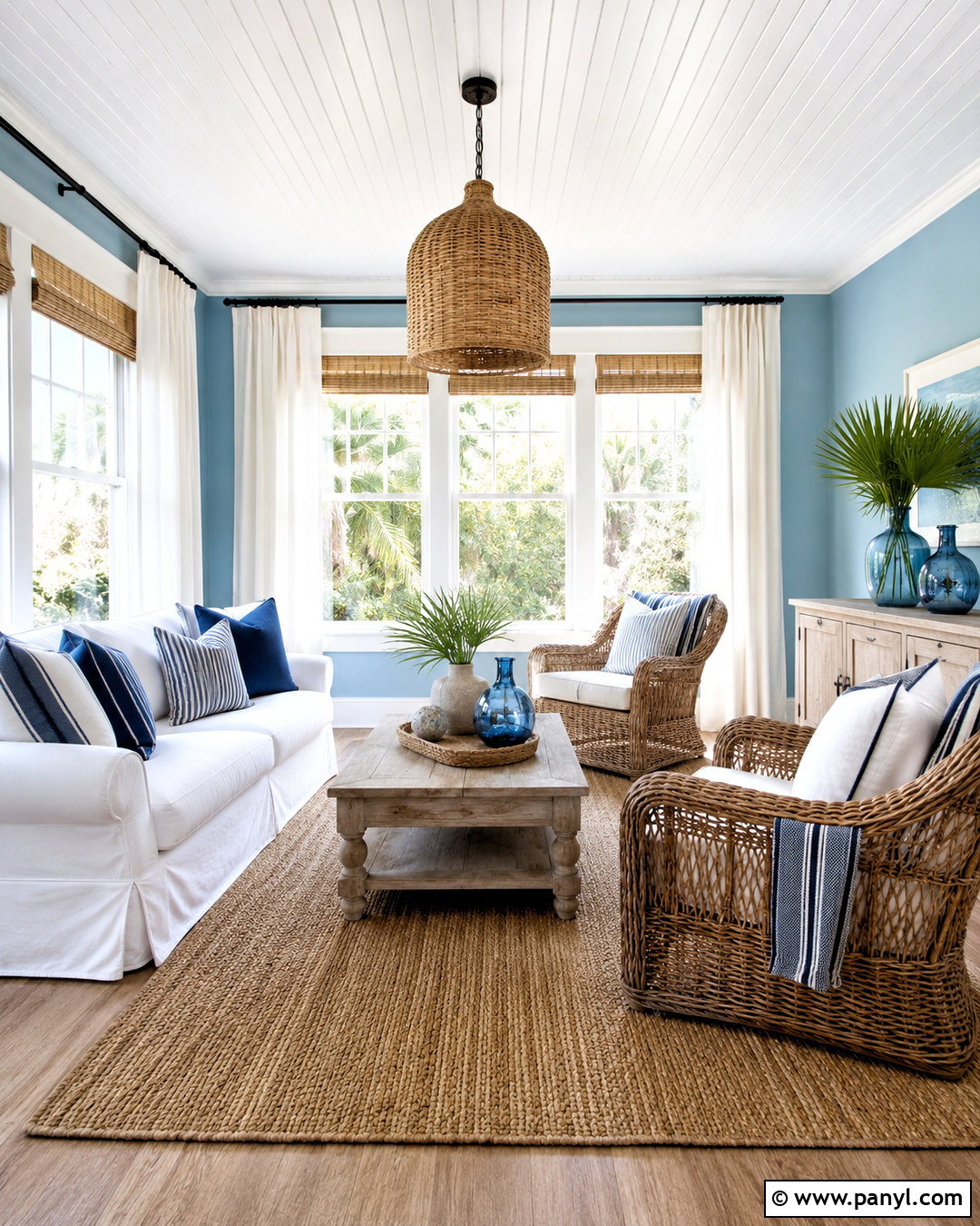 Coastal Light Blue Sunroom - 20 blue sunroom ideas