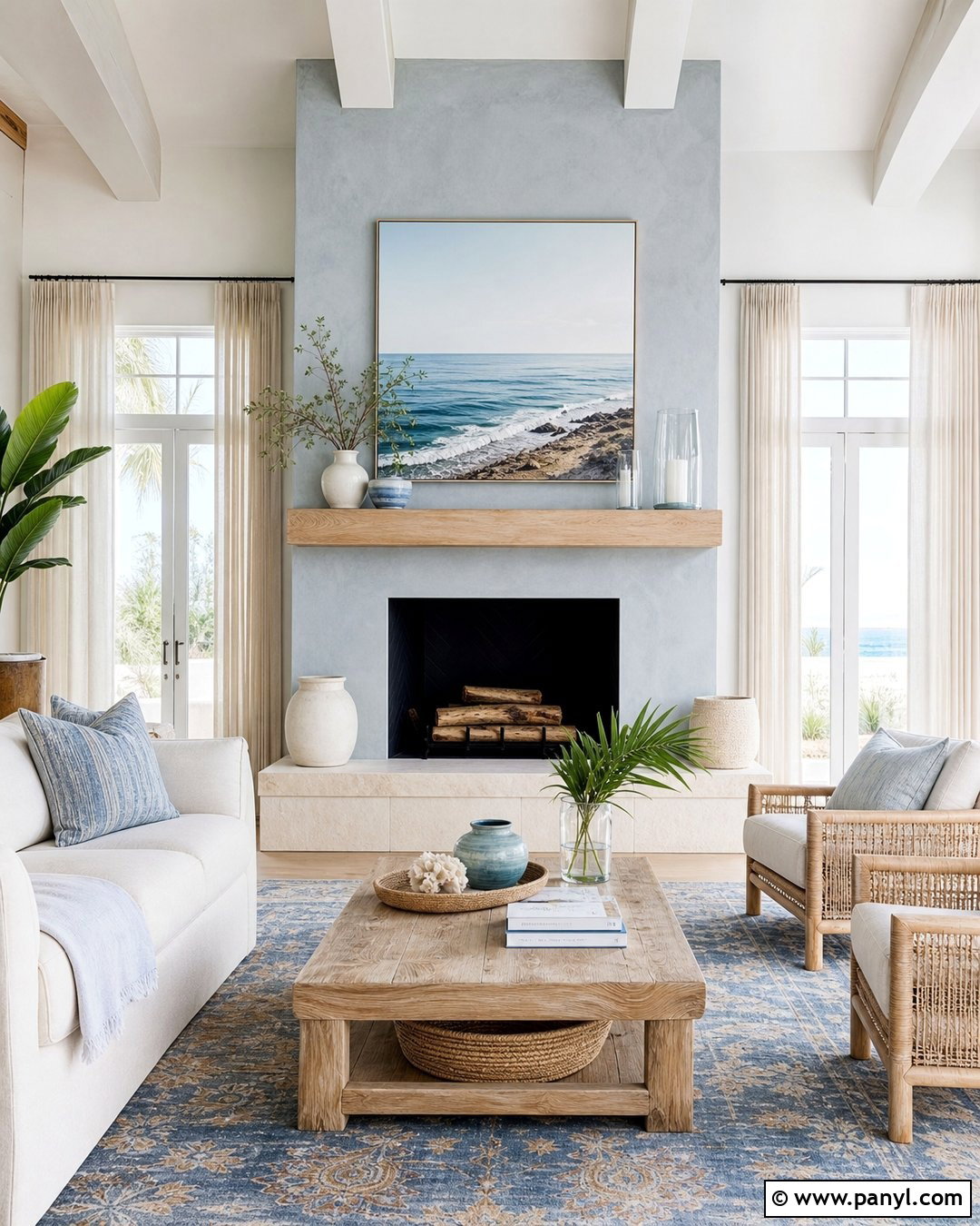 Coastal Limewash Fireplace Wall - 20 Limewash Paint Fireplace Wall Ideas