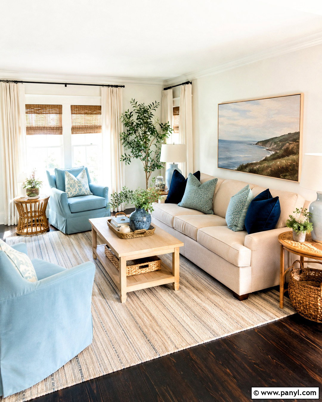 Coastal Living Room With Dark Floors - 20 living room designs dark floors