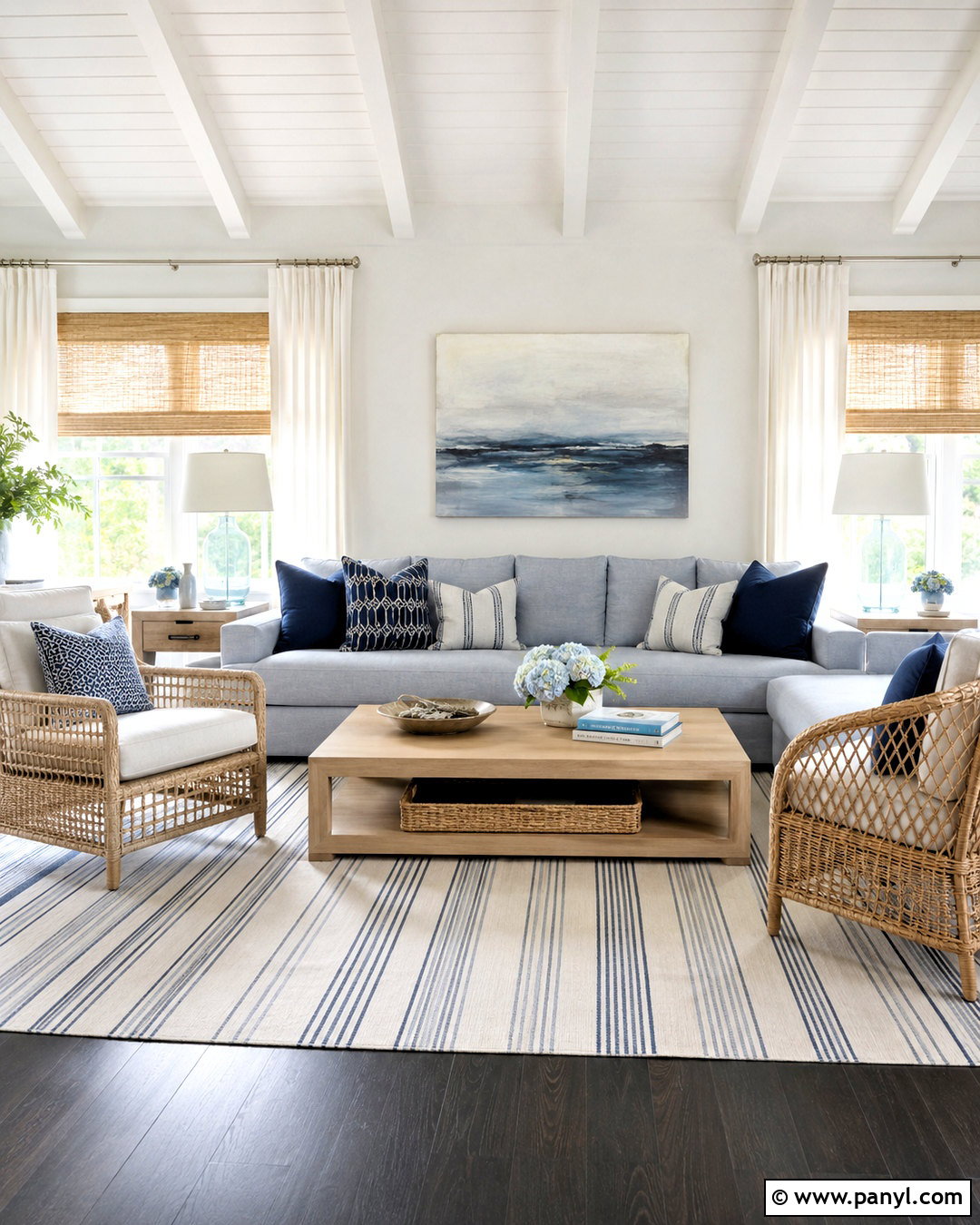 Coastal Living Room With Dark Grey Flooring - 20 dark grey flooring living room ideas