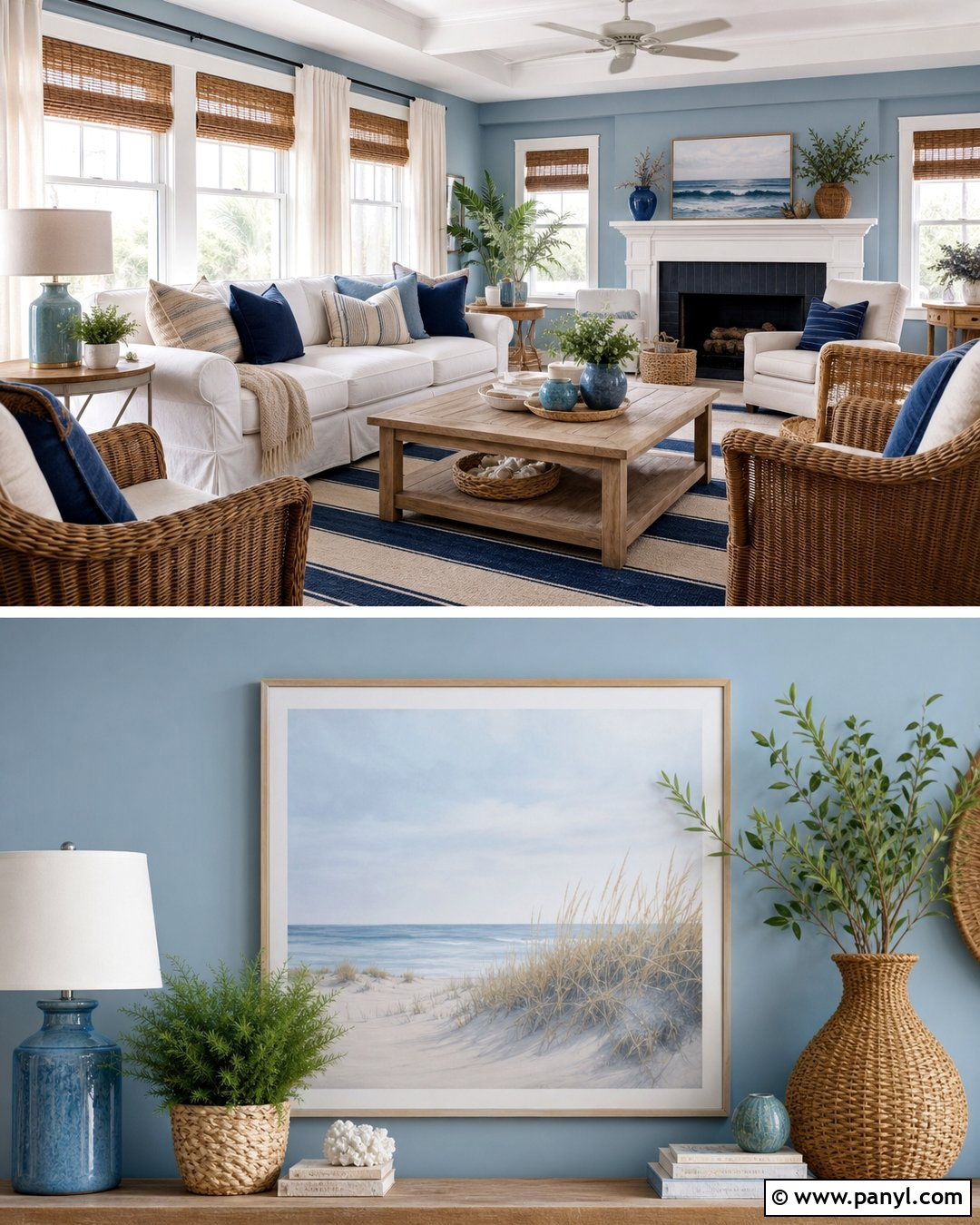 Coastal Living Room With Light Blue Walls - 50 light blue walls