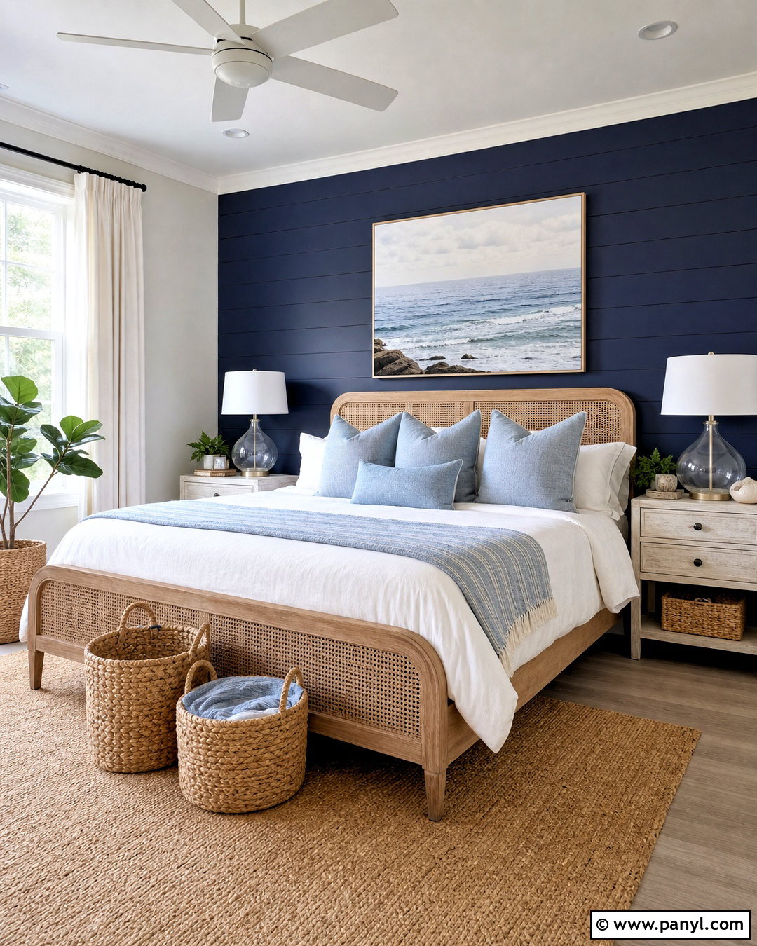 Coastal Navy Accent Wall Bedroom - 20 navy accent wall bedroom ideas