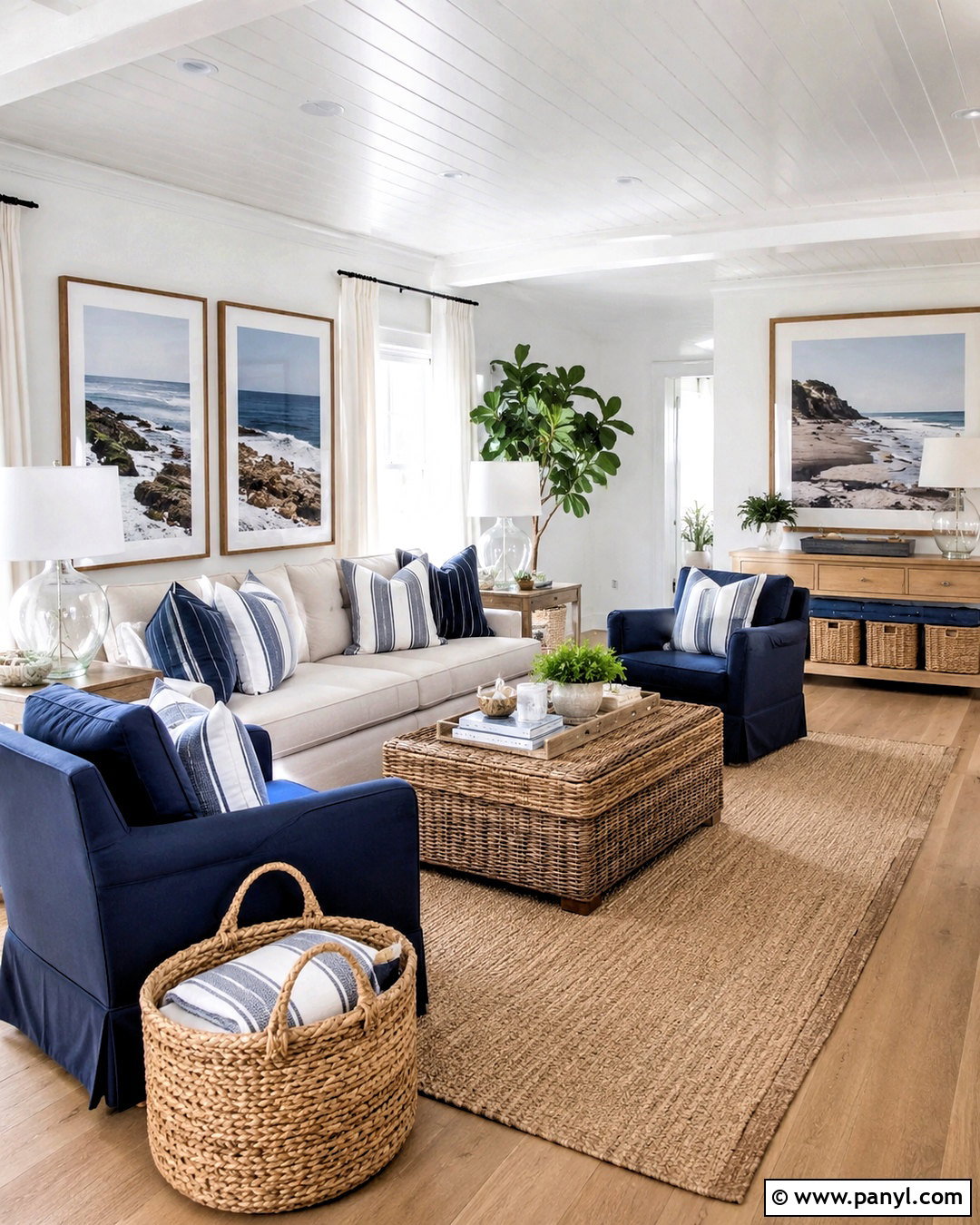 Coastal Navy And Brown Living Room - 20 navy blue and brown living room ideas