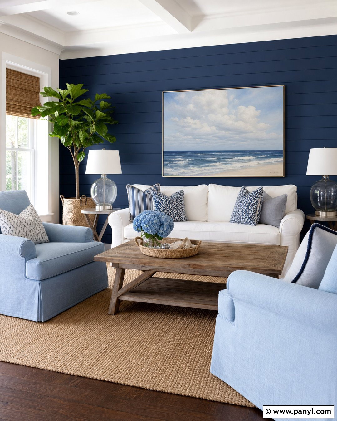 Coastal Navy Blue Accent Wall - 35 Navy Blue Accent Wall Ideas