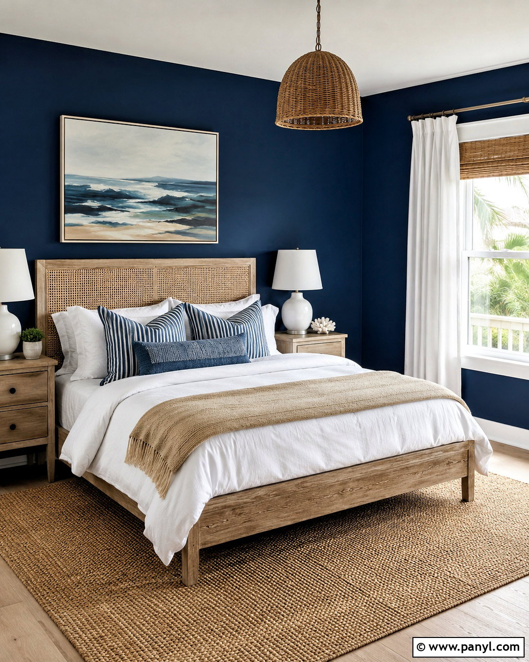 Coastal Navy Wall Bedroom - 20 dark wall bedroom ideas