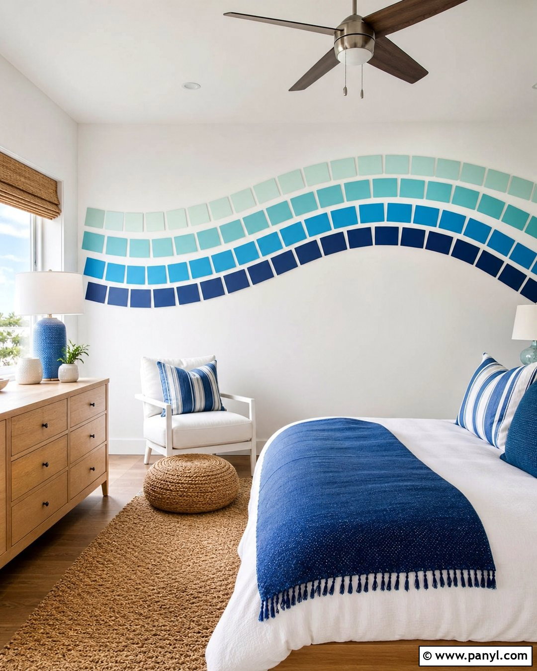 Coastal Paint Chip Wave Wall - 20 Paint Chips On Wall Ideas