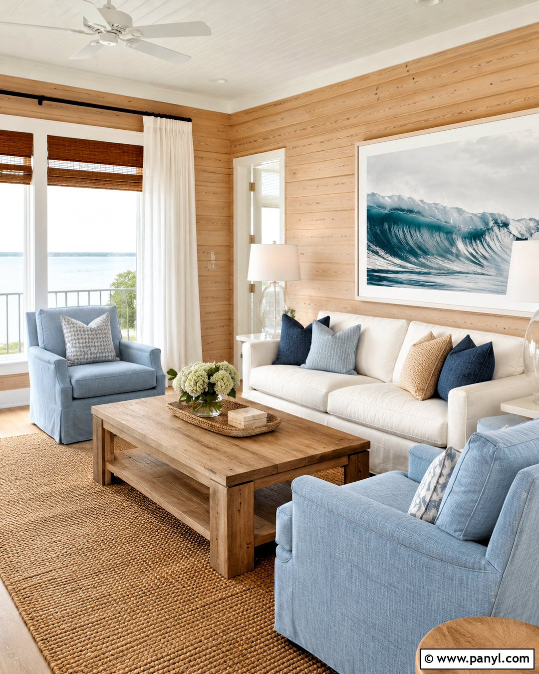Coastal Pine Walls Living Room - 20 pine walls living room ideas