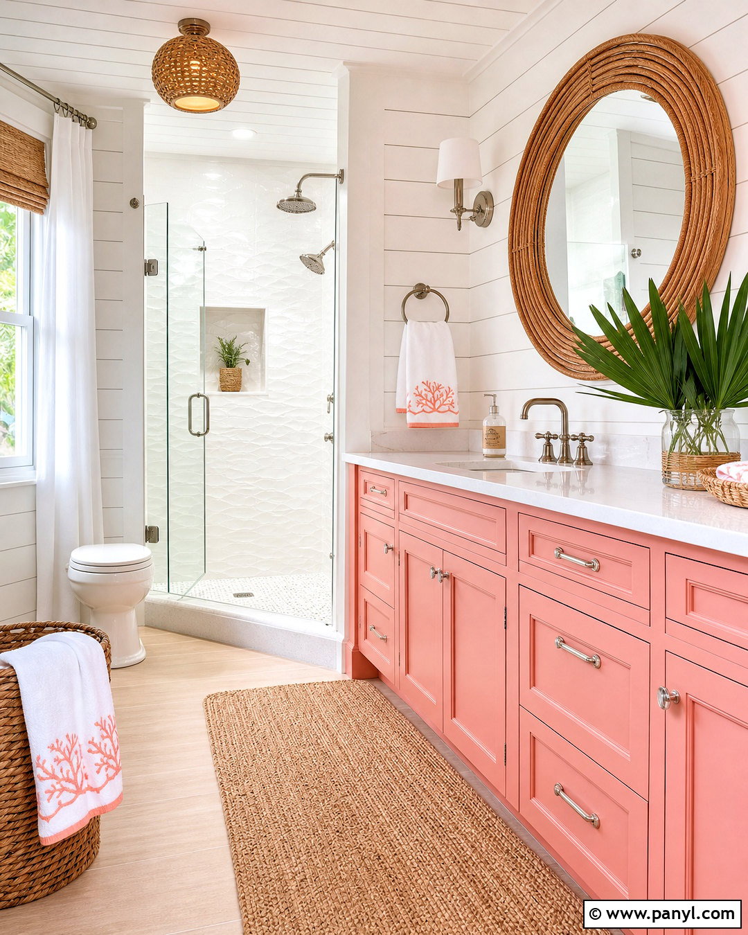 Coastal Pink And White Bathroom - 20 white and pink bathroom ideas