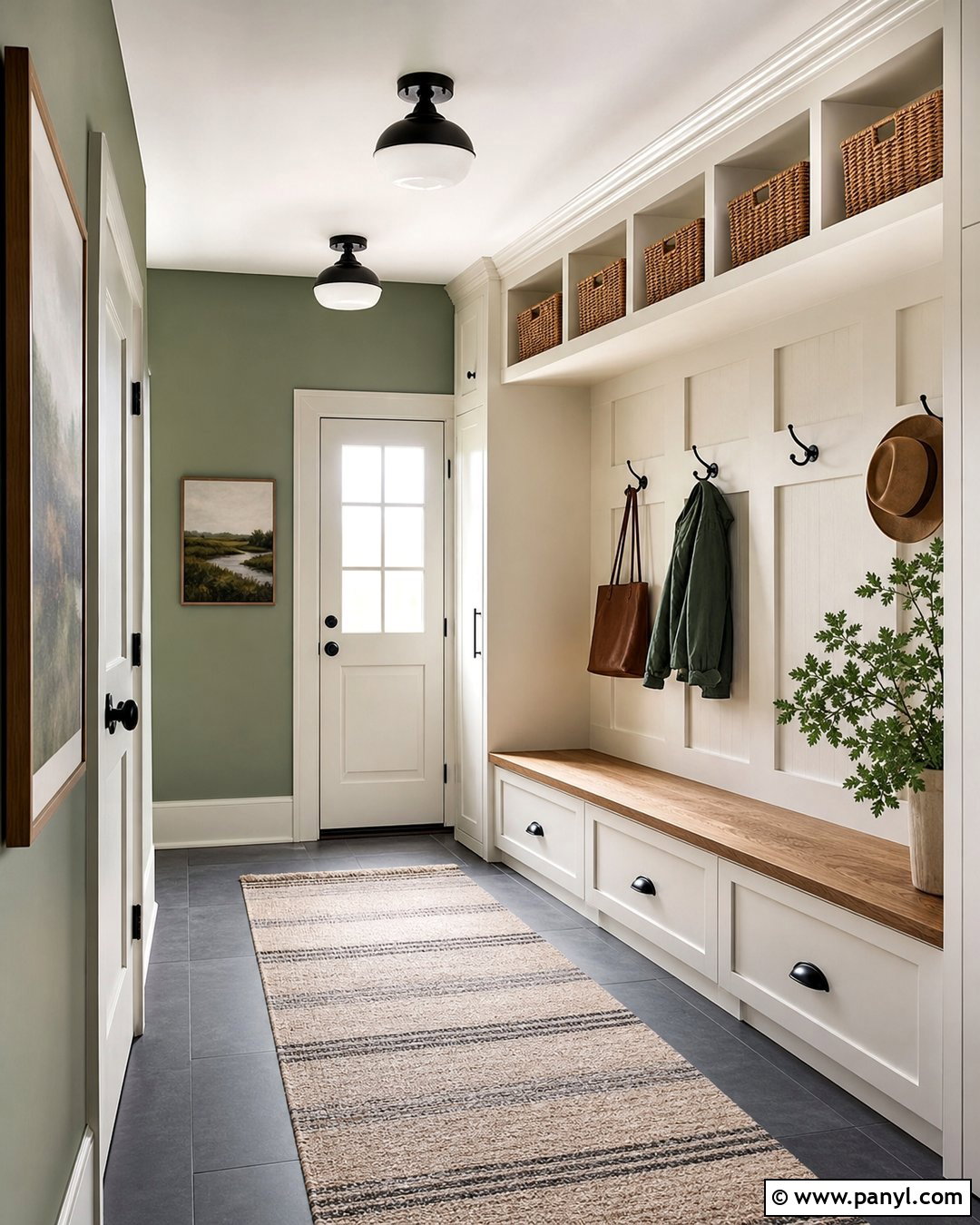 Coastal Plain Green Mudroom Walls - 20 Sherman Williams Green Walls