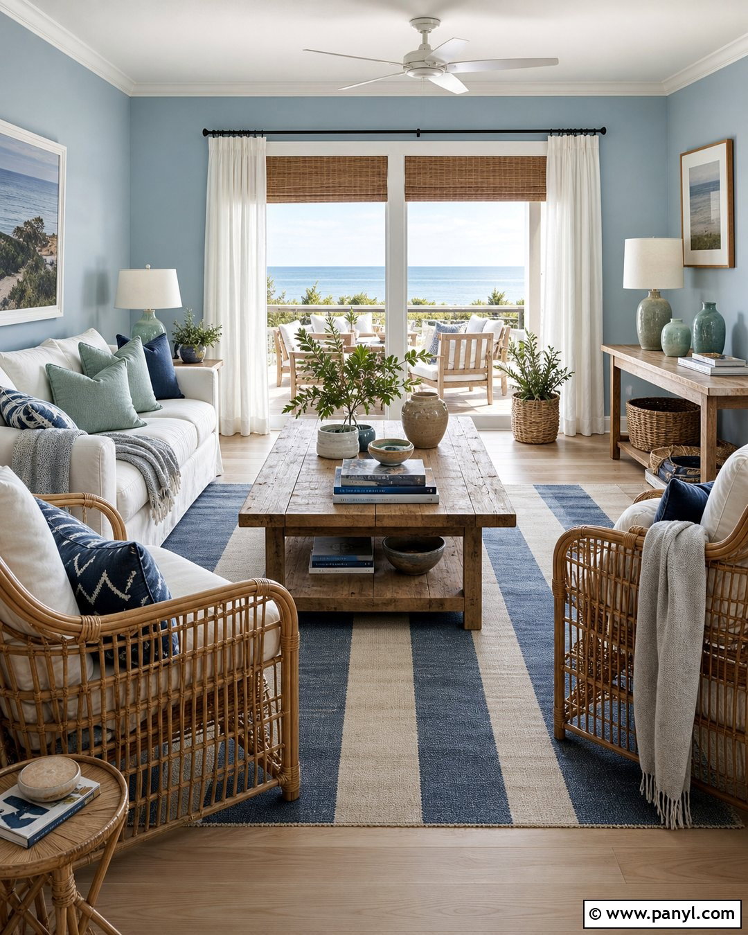 Coastal Room With Blue Walls - 35 room with blue walls