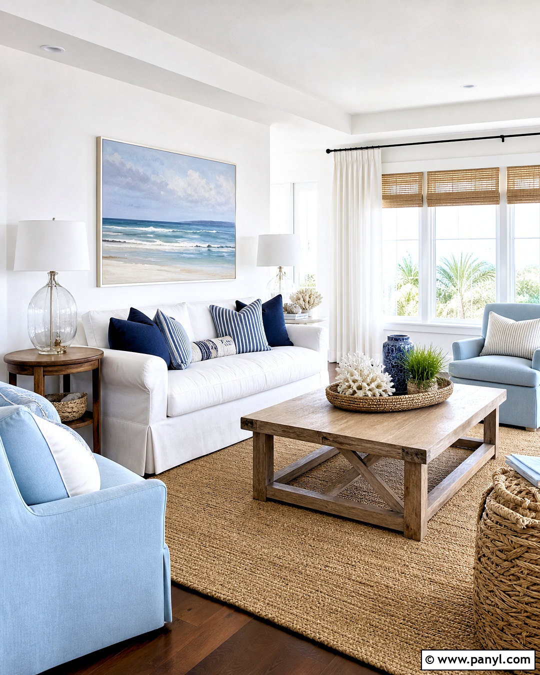 Coastal Room With Dark Wood Floors - 20 dark wood floors white walls