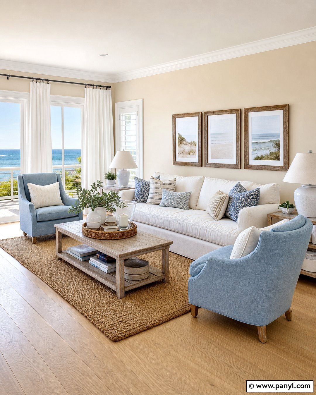 Coastal Room With Vanilla Latte Walls - 50 Vanilla Latte Color Wall Ideas