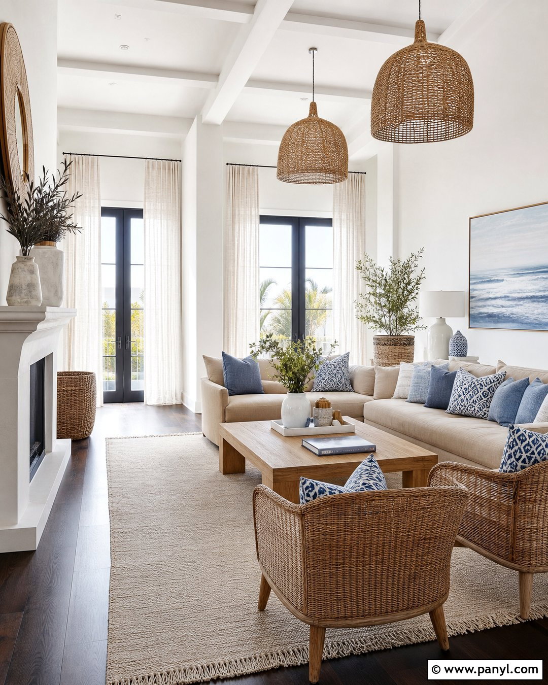 Coastal Room With White Walls And Dark Wood Floors - 20 White Walls Dark Wood Floors