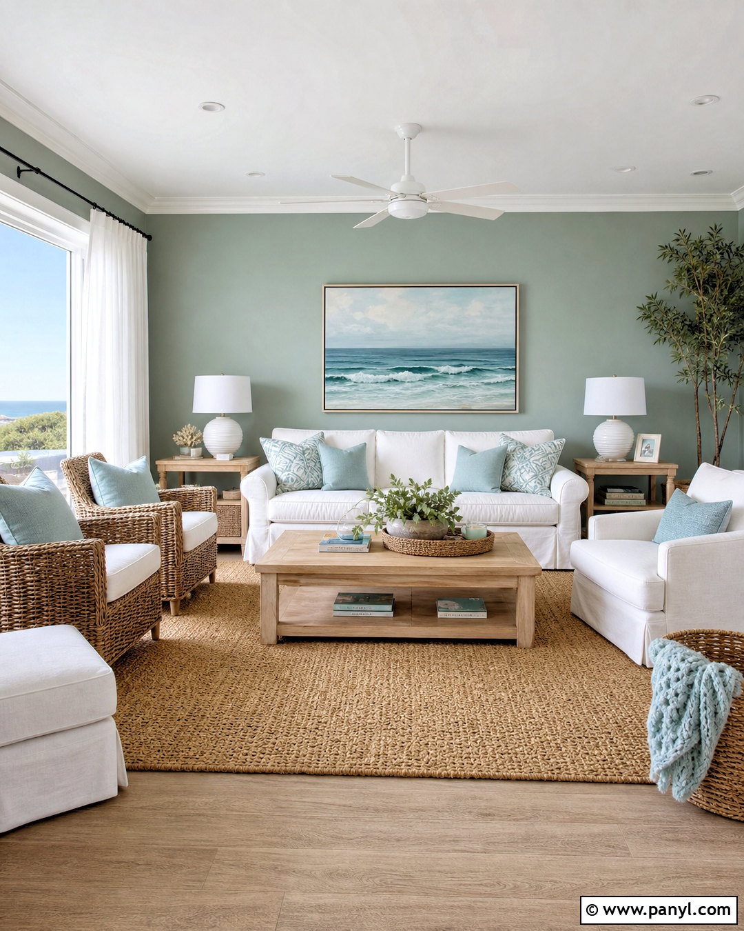 Coastal Sage Green Accent Wall - 20 sage green accent wall living room ideas