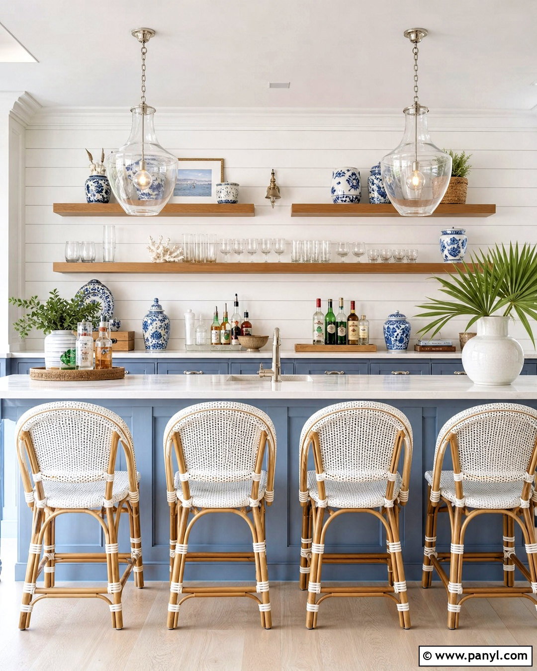Coastal Shiplap Bar Wall - 20 behind bar wall ideas