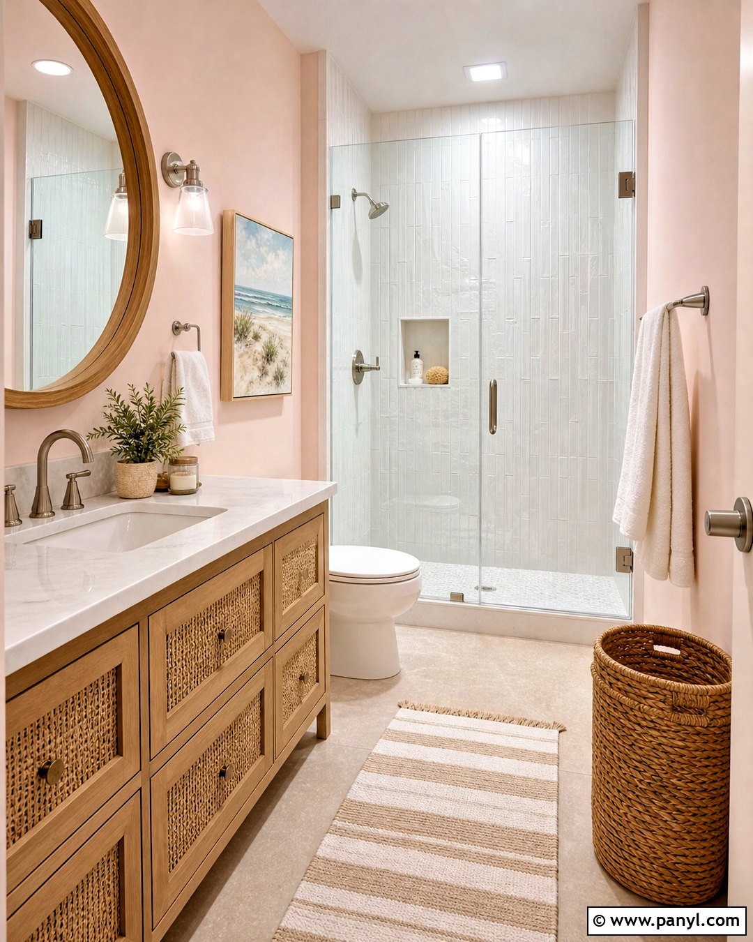 Coastal Soft Pink Bathroom - 20 soft pink bathroom ideas