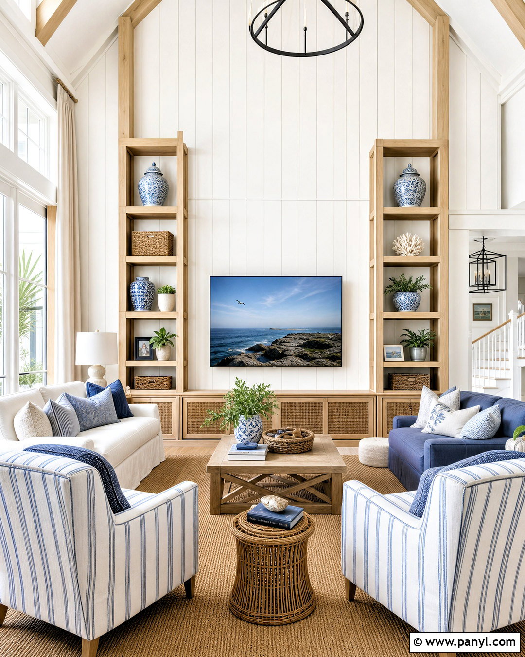 Coastal TV Wall - 20 high ceiling tv wall ideas