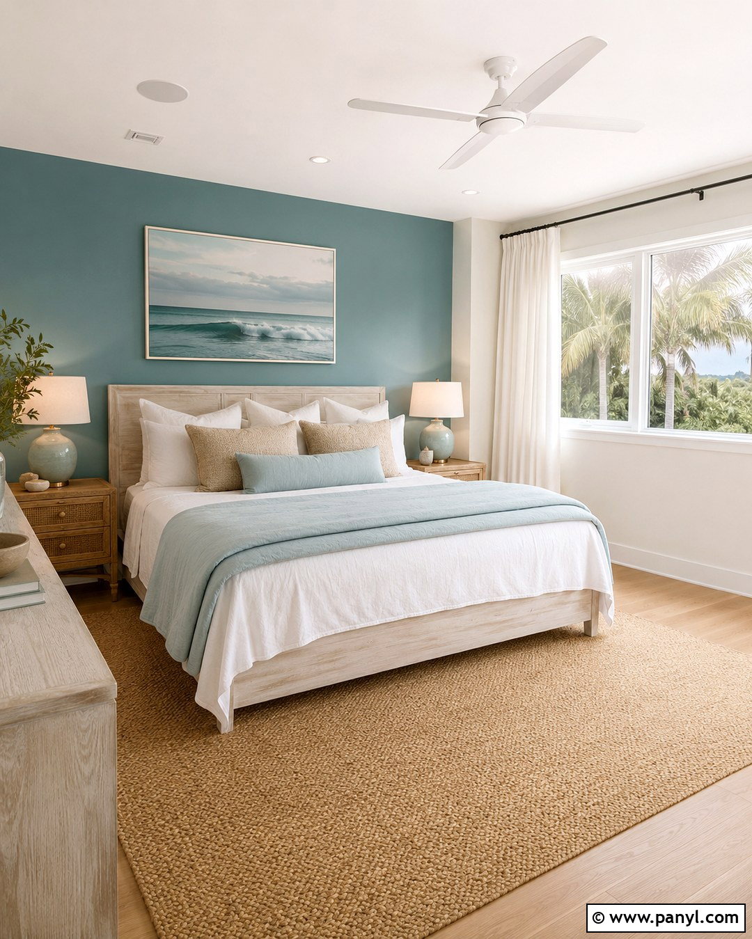 Coastal Teal Accent Wall Bedroom - 20 Teal Accent Walls